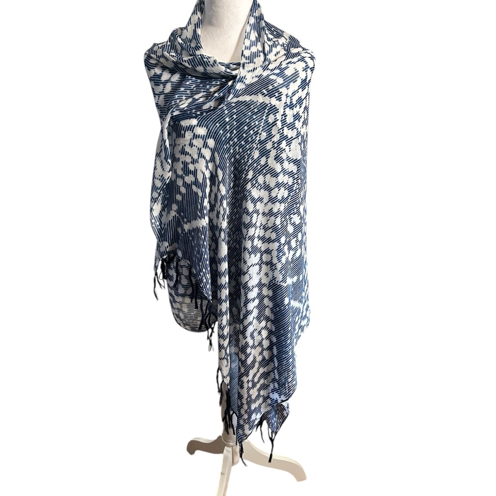 Merona Blue and White Scarf- 70.5 in x 32.5 in
